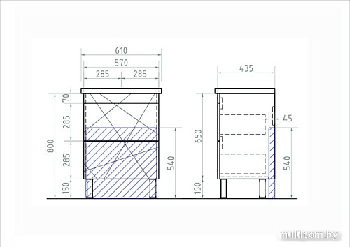 Vigo Тумба под умывальник Geometry 600-0-2