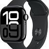 Умные часы Apple Watch Series 10 42 мм (алюминиевый корпус, черный/черный, спортивный силиконовый ремешок M/L)