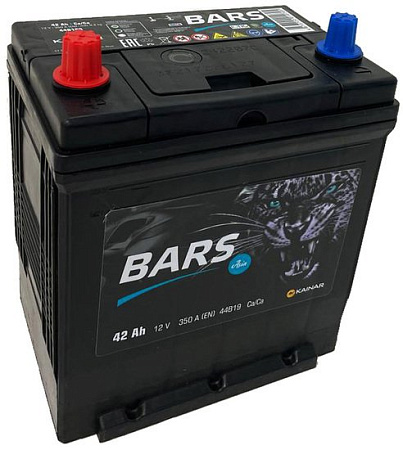 Автомобильный аккумулятор BARS Asia 42 JL+ тонкие клеммы с бортом (42 А·ч)