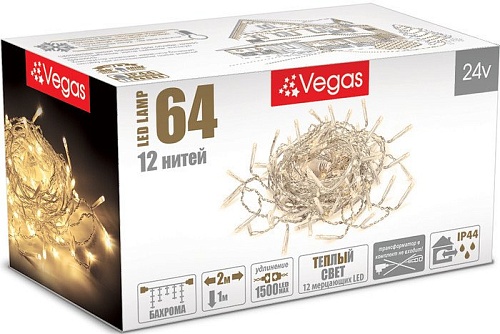Бахрома Vegas 55017 64 LED/12 flash (теплый белый)