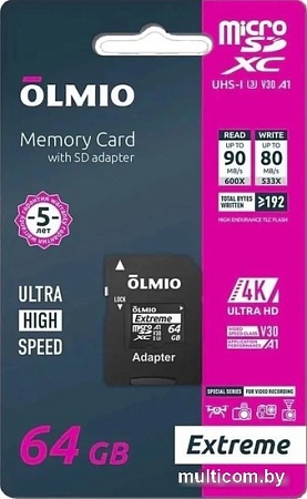 Olmio microSDXC 64GB Extreme UHS-I (U3)