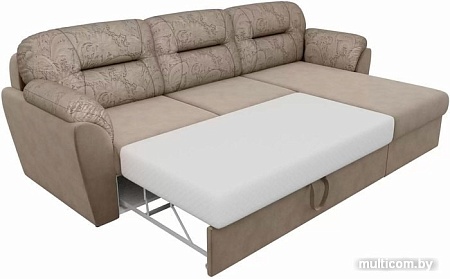 Угловой диван Лига диванов Бостон 100537 (коричневый с цветами)