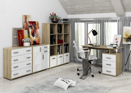 Стол Славянская столица Д-СП1 (дуб сонома/белый)