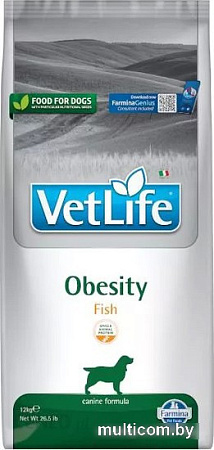 Сухой корм для собак Farmina Vet Life Obesity Fish (диетический корм для собак для снижения избыточной массы тела) 12 кг
