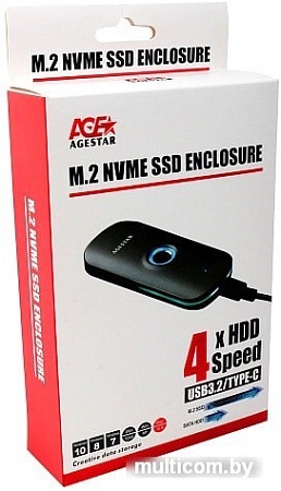 Бокс для накопителей M.2 AgeStar 31UBNVFC (серый)