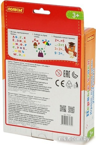 Алфавит Полесье Первые уроки (66 букв+20 цифр+10 математических знаков, магнит)