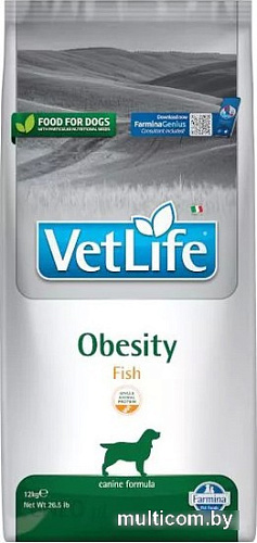 Сухой корм для собак Farmina Vet Life Obesity Fish (диетический корм для собак для снижения избыточной массы тела) 12 кг