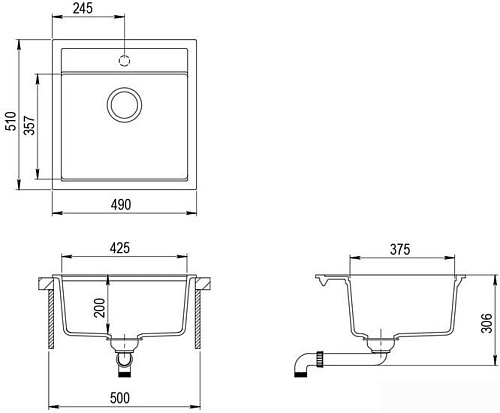 Кухонная мойка Aquasanita Tesa SQT100W (графит 222)