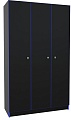 Шкаф распашной МДК Black 3-х створчатый BL-СК3С 490x1200x1980 (черный/кромка синяя)