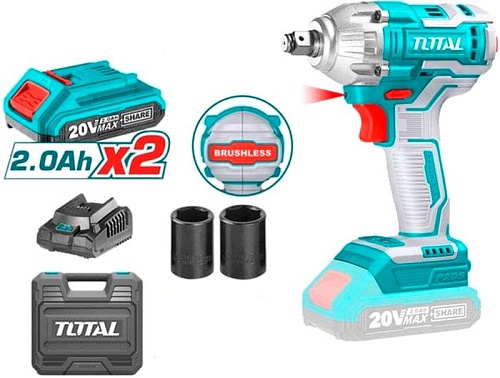 Гайковерт Total TIWLI2038 (с 2-мя АКБ, кейс)