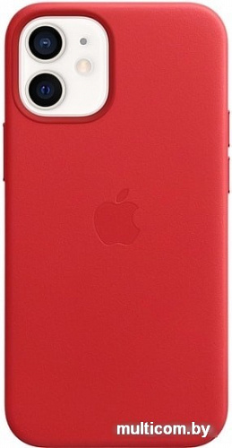 Чехол Apple MagSafe Leather Case для iPhone 12 mini (алый)