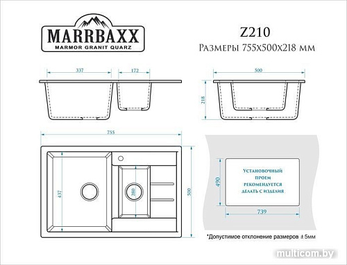 Кухонная мойка MARRBAXX Блонди Z210 (светло-серый Q10)