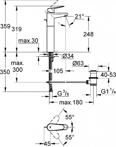 Смеситель Grohe Eurodisc Cosmopolitan 23055002