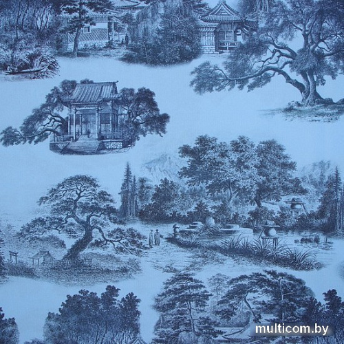 Комплект штор Этель Japanese Garden 10290591 1.45x2.6 м (синий, 2 шт)