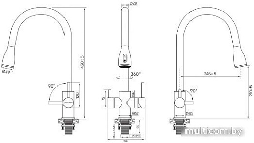 Смеситель Paulmark Lange La214212-418 (черный металлик)