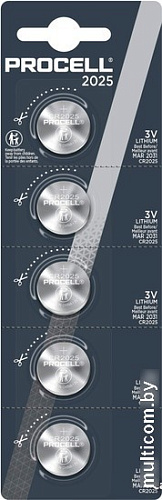 Батарейка DURACELL Procell Lithium CR2025 5 шт.