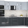 Готовая кухня Интерлиния Мила Пластик 1.68x3.4 PR (туманный глянец/антрацит/бискайская сосна)