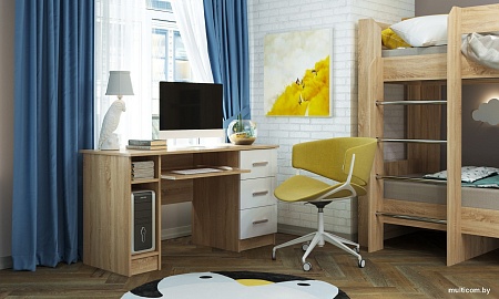 Стол Памир ПКС-4 (дуб сонома/белый глянец)