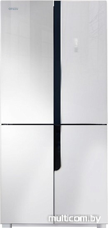 Четырёхдверный холодильник Ginzzu NFK-500 White glass