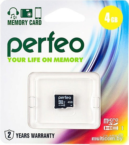 Карта памяти Perfeo PF4GMCSH10 microSDHC 4GB