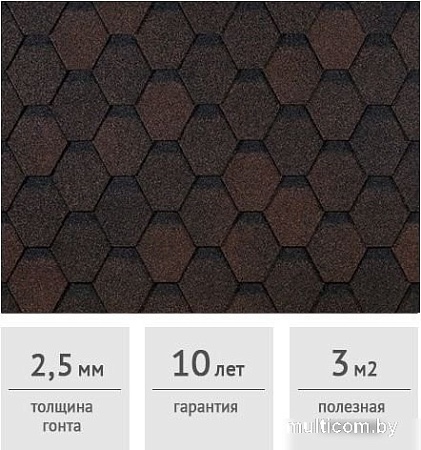 Битумная черепица Docke Pie Eurasia шестигранник (коричневый)