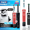 Комплект зубных щеток Oral-B Vitality Pro Cross Action + Vitality D100 Kids Star Wars (2 шт, черный/красный)