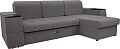 Диван Сириус Лидер-13 с оттоманкой НПБ 285x165 (Eva 07 велюр темно-серый)