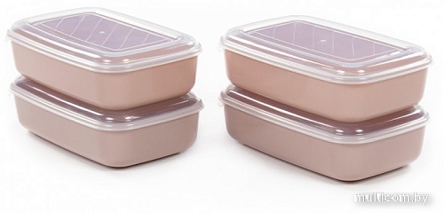 Набор контейнеров Полесье №40 1.6л с крышками73805 (4 шт, темно-кремовый/прозрачный)