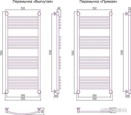 Полотенцесушитель Сунержа Богема+ 1200x500 071-0220-1250