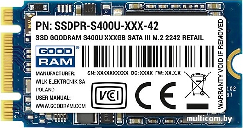 SSD GOODRAM S400U 240GB SSDPR-S400U-240-42
