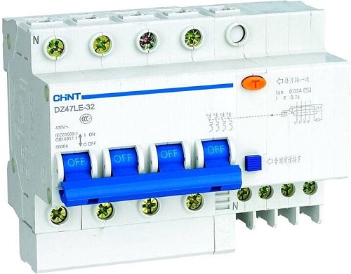 Дифференциальный автомат Chint DZ47LE-32 4P 16A 30mA AC С