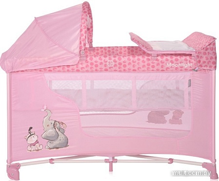 Манеж-кровать Lorelli Moonlight 2 Layers Plus 2023 (спелая роза, ребята)
