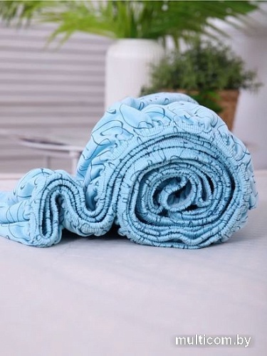 Постельное белье Luxsonia Трикотаж на резинке 120x200 1393 (вензель голубой)