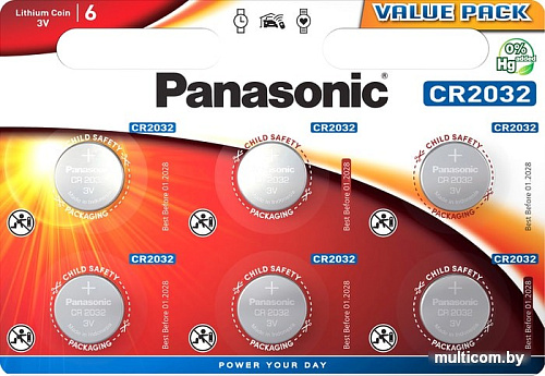 Батарейки Panasonic CR2032 6 шт. CR-2032EL/6B