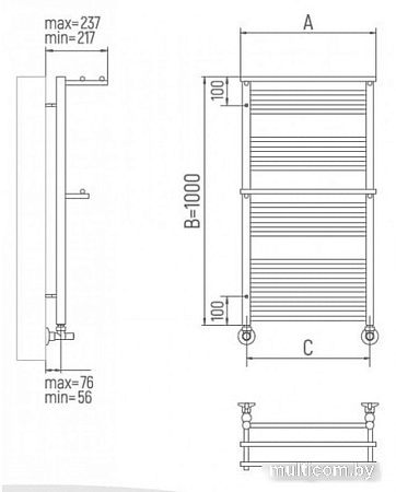 Полотенцесушитель Ukko Астрид с 2 полками П20 (7-5-4-4)