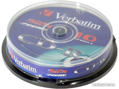 CD-R диск Verbatim 700Mb Verbatim DL Extra Protection 52x CakeBox 10 шт. 043437