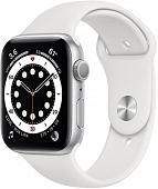 Умные часы Apple Watch Series 6 44 мм (алюминий серебристый/белый спортивный)