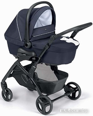 Универсальная коляска CAM Tris Fluido Easy (3 в 1, белый медвежонок, синий-черный)