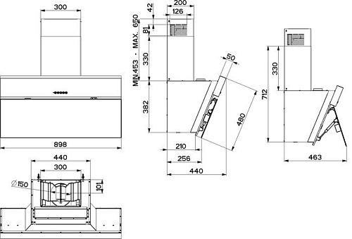 Кухонная вытяжка Faber Onyx-V BK Glass/X A90 330.0543.437