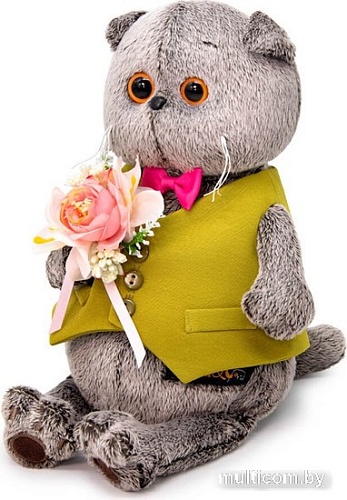 Классическая игрушка BUDI BASA Collection Басик в жилете и с букетом Ks22-228