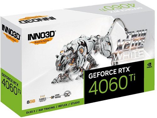 Видеокарта Inno3D GeForce RTX 4060 Ti 8GB Twin X2 OC White N406T2-08D6X-171153W