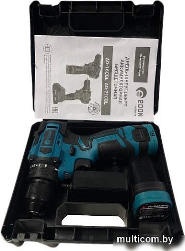 Дрель-шуруповерт Edon AD-16CBL (с 2-мя АКБ, кейс)