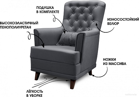 Интерьерное кресло Mio Tesoro Каприз (Velutto 32/шоколад)