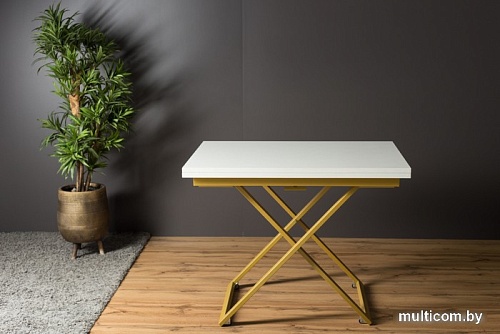 Стол-трансформер Levmar Compact D78/S90 (белый/золото)