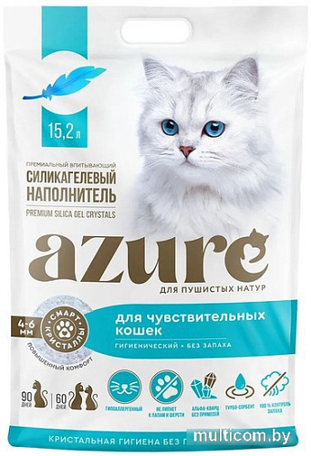 Наполнитель для туалета Azure для чувствительных кошек без запаха 15.2 л