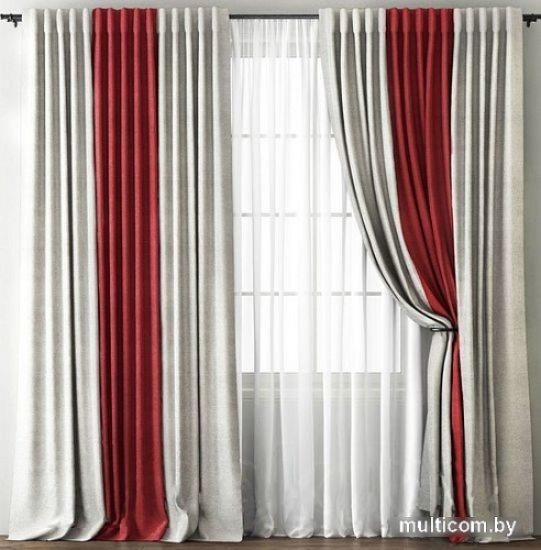 Комплект штор Pasionaria Кирстен 480x270 с подхватами (кремовый/винный)