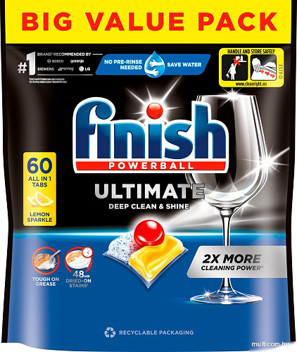 Капсулы для посудомоечной машины Finish Powerball Ultimate All In 1 Лимон (60 шт)