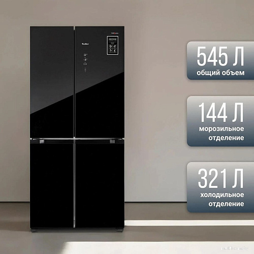 Четырёхдверный холодильник Tesler RCD-545I (черное стекло)