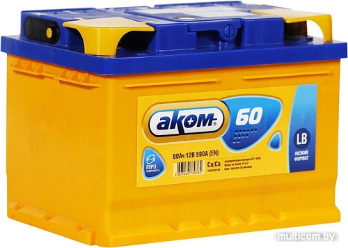 Автомобильный аккумулятор AKOM 6СТ-60VL LB R+ (60 А·ч)