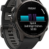 Умные часы Garmin Fenix 8 Sapphire 43мм (титановый угольно-черный DLC, пепельно-серый ремешок)